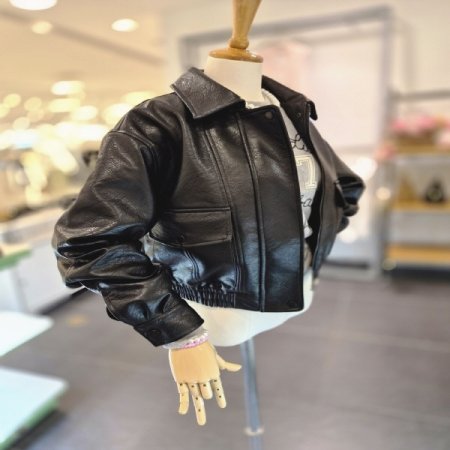 포켓블루종레더자켓