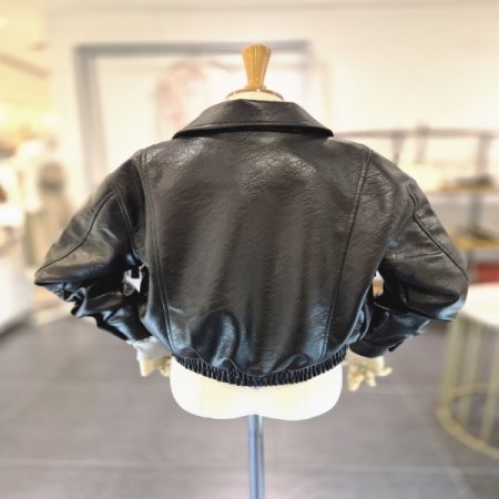 포켓블루종레더자켓