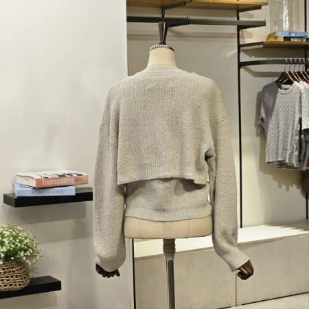 홀터넥 슬리브리스 가디건 세트