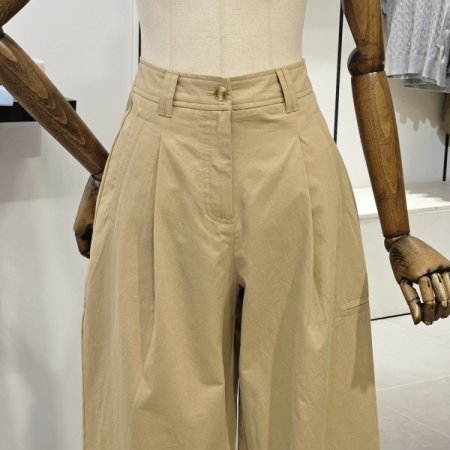 버튼 면 와이드 팬츠