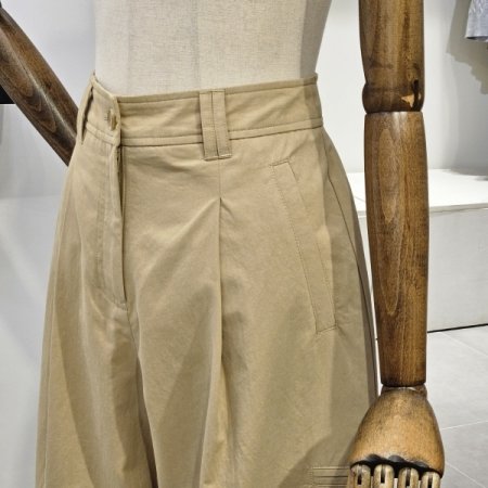 버튼 면 와이드 팬츠