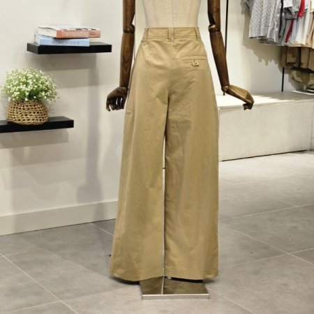 버튼 면 와이드 팬츠