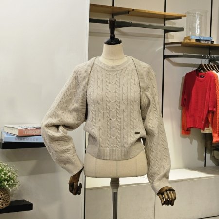 홀터넥 케이블 나시 가디건 세트