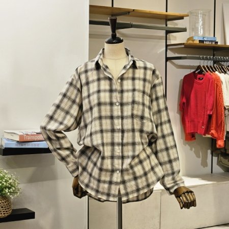 블린 체크 박시 셔츠