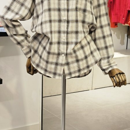 블린 체크 박시 셔츠