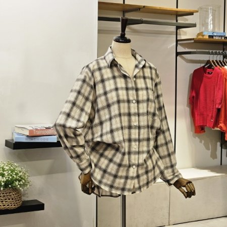 블린 체크 박시 셔츠