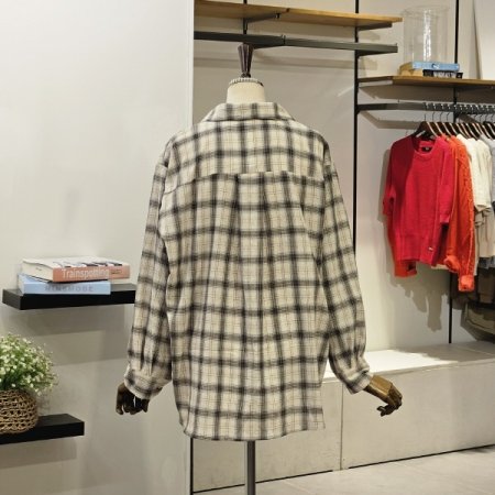 블린 체크 박시 셔츠