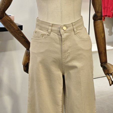 허리인밴딩 세미 와이드 면팬츠