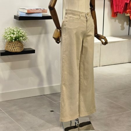 허리인밴딩 세미 와이드 면팬츠