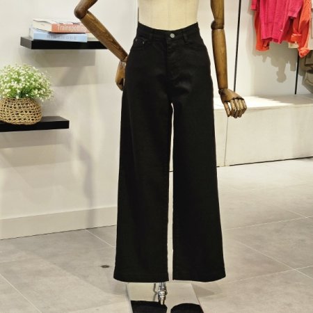 허리인밴딩 세미 와이드 면팬츠