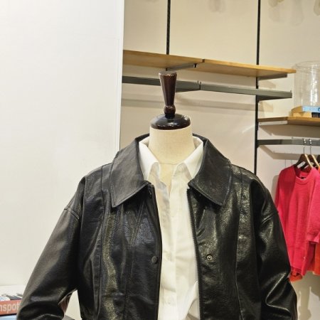 포켓 레더 점퍼