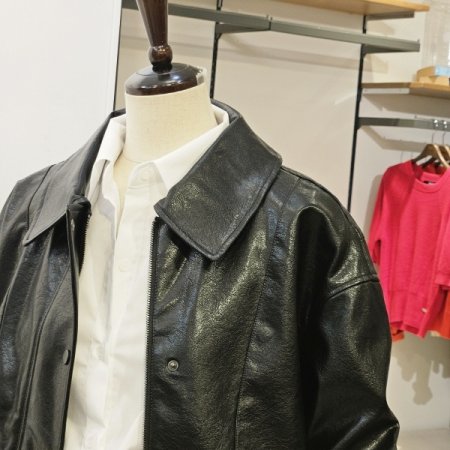 포켓 레더 점퍼