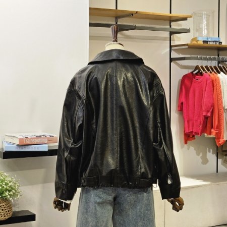 포켓 레더 점퍼