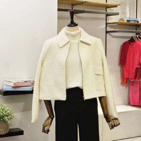 집업 카라 트위드 자켓