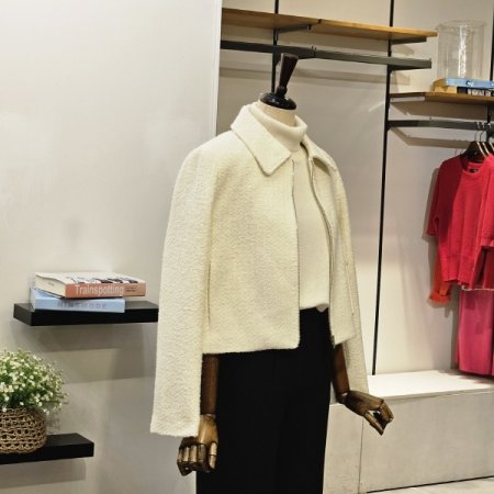 집업 카라 트위드 자켓