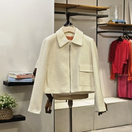 집업 카라 트위드 자켓