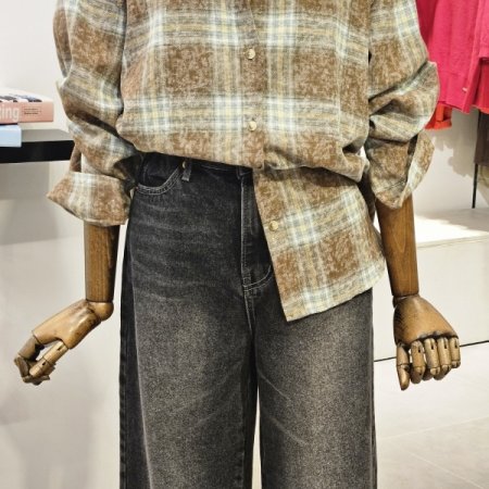 초크 슈가 체크 블라우스