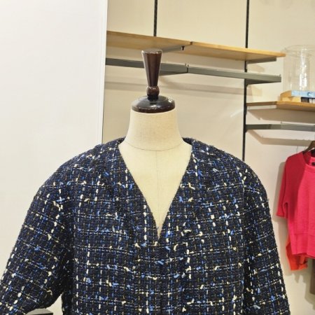 크롭 브이 트위드 자켓