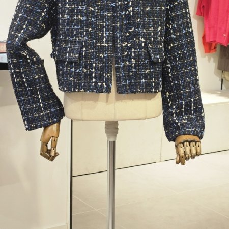 크롭 브이 트위드 자켓