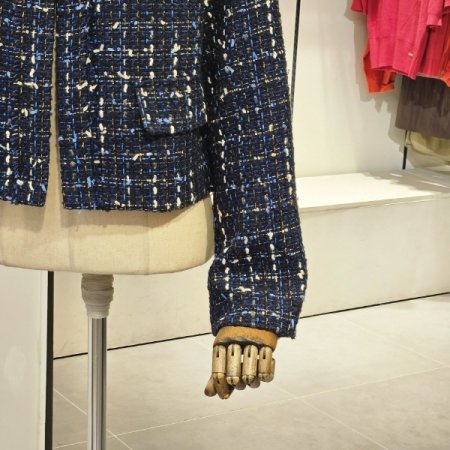 크롭 브이 트위드 자켓