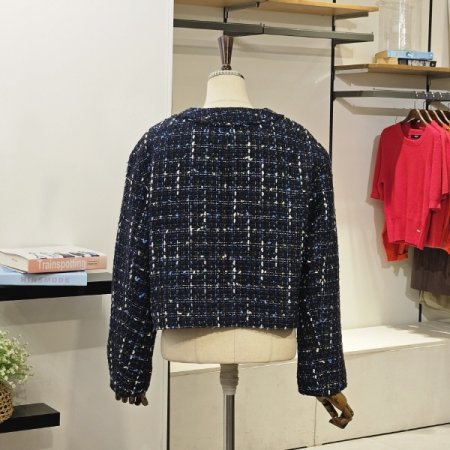 크롭 브이 트위드 자켓