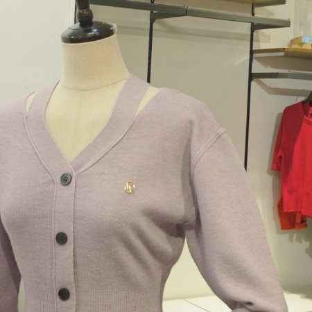 컷 아웃넥 라인 니트 원피스