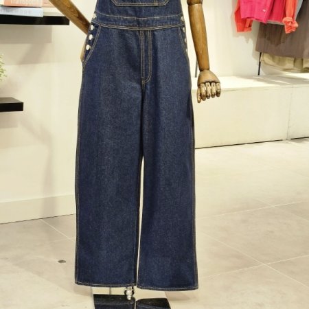 포켓 데님 롱 오버롤