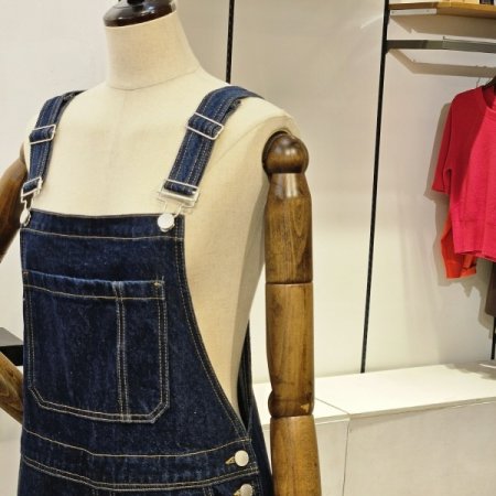 포켓 데님 롱 오버롤