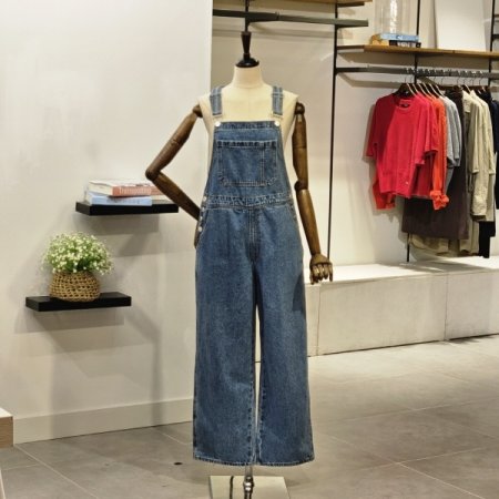 포켓 데님 롱 오버롤