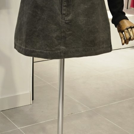 벨티드 미니 면 스커트