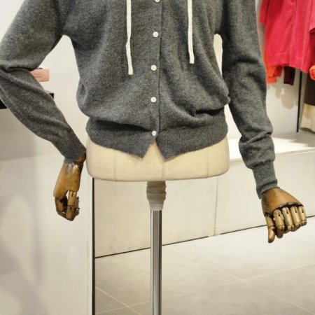 레이어드 후드 니트 가디건