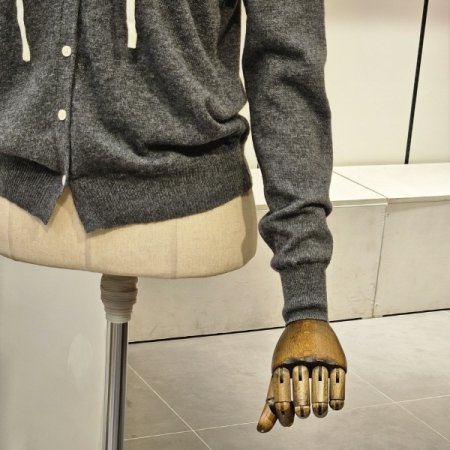 레이어드 후드 니트 가디건