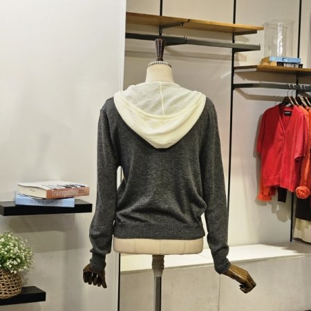 레이어드 후드 니트 가디건