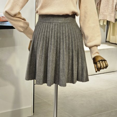 이플린 주름 미니 스커트