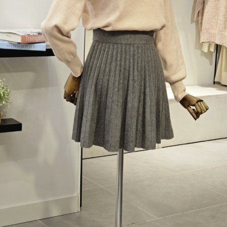 이플린 주름 미니 스커트