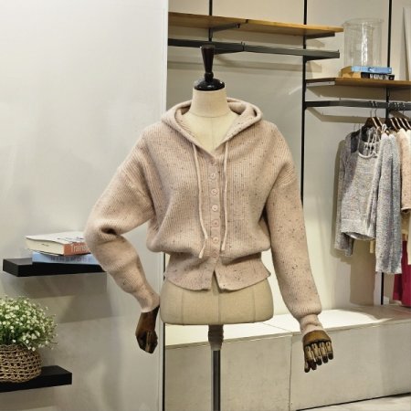 후드 니트 가디건