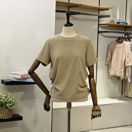 피치 기모 자수 반팔 티셔츠