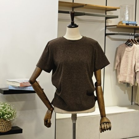 피치 기모 자수 반팔 티셔츠