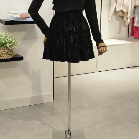 벨로아 리본 미니 스커트