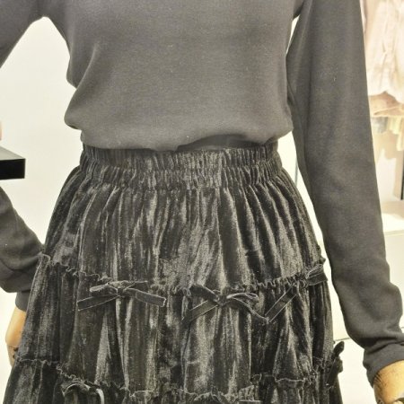 벨로아 리본 미니 스커트