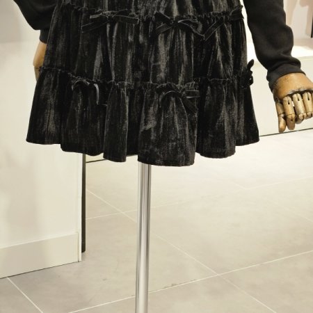 벨로아 리본 미니 스커트