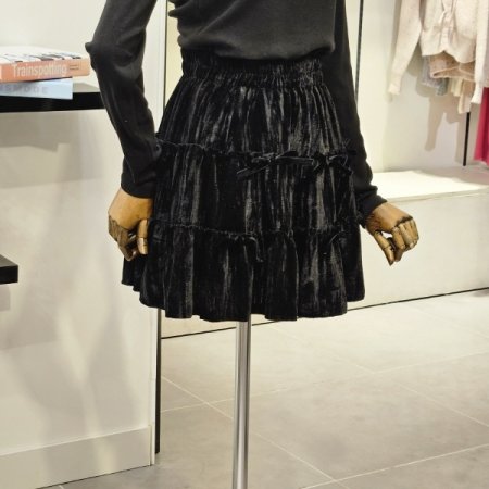 벨로아 리본 미니 스커트