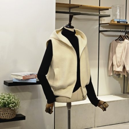 니트 후드 조끼