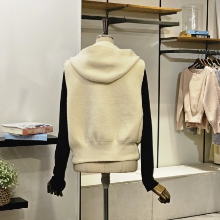 니트 후드 조끼