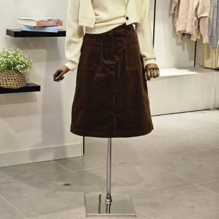 코듀로이 A라인 미디 스커트