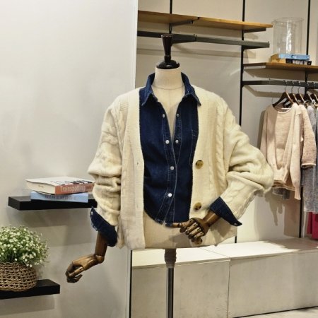 꽈배기 니트 가디건