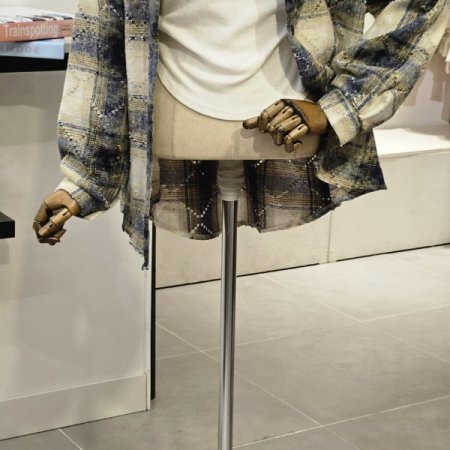 유니크 루즈핏 기모 체크 셔츠