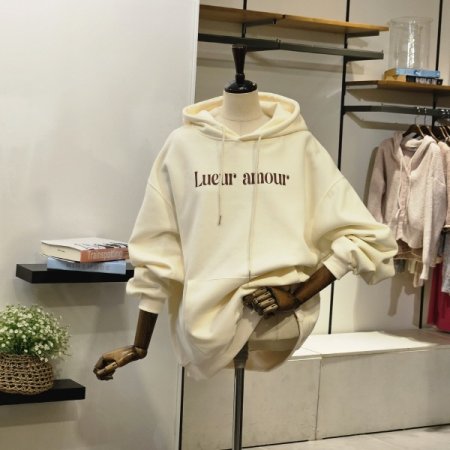 박시 나염 후드 티셔츠