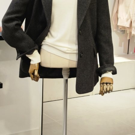 배색 투버튼 트윌 자켓