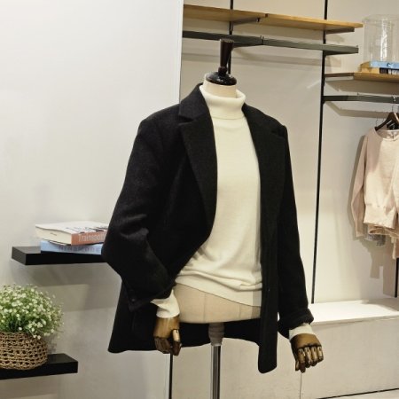 배색 투버튼 트윌 자켓